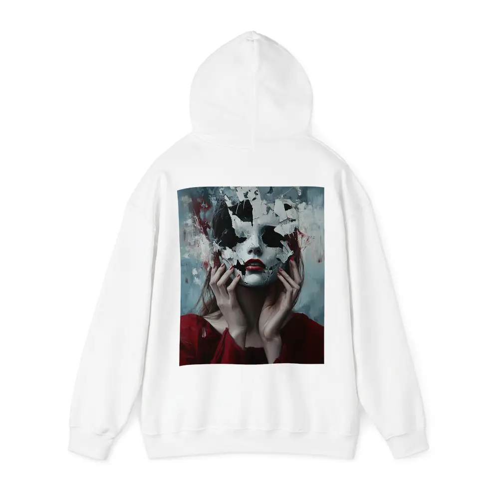 Woman Crumbling White Mask Dark Art – Hoodies