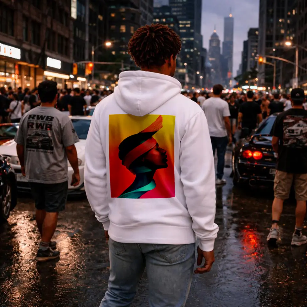 Abstract Woman Portrait Colorful Gradient Background – Hoodies