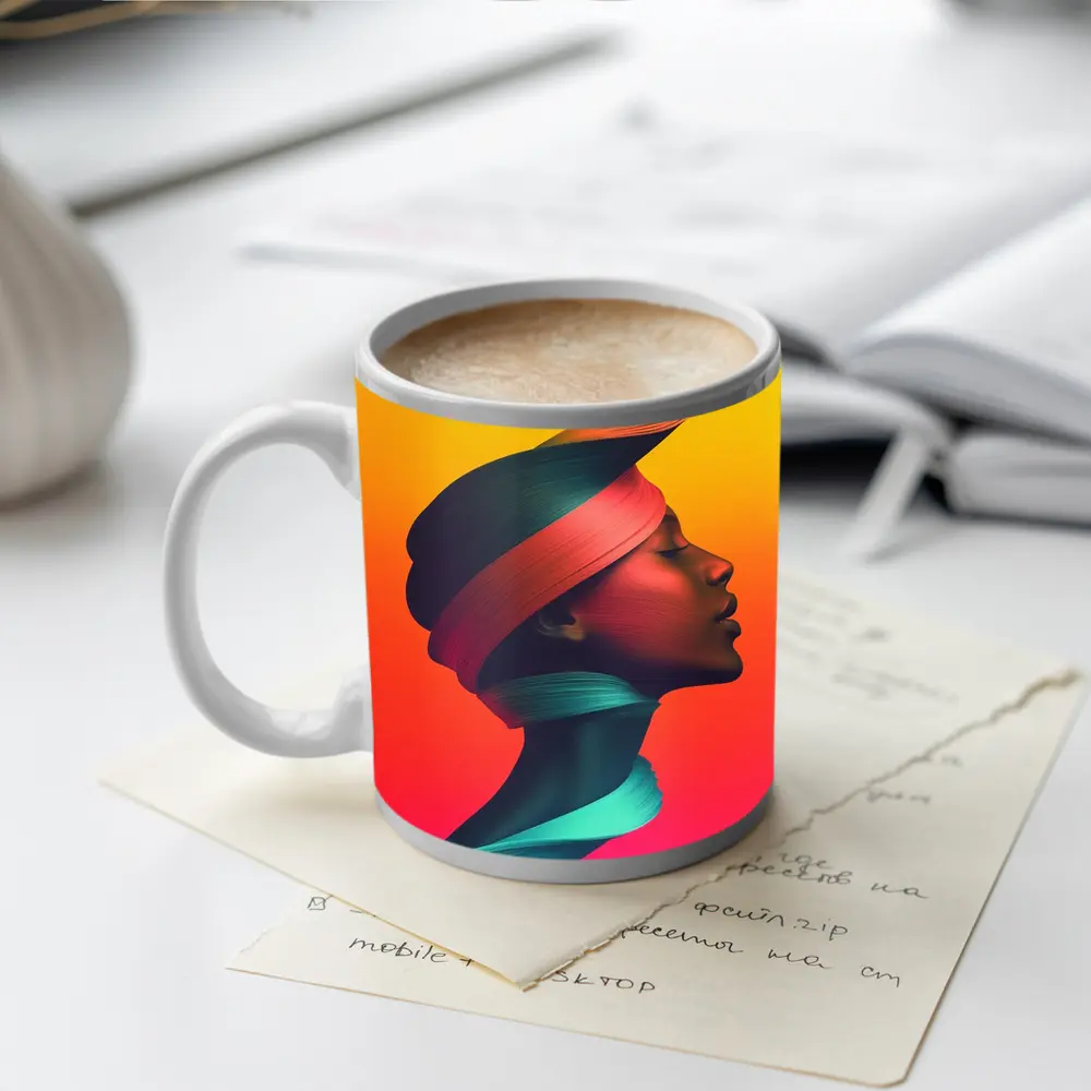 Abstract Woman Portrait Colorful Gradient Background – Mugs