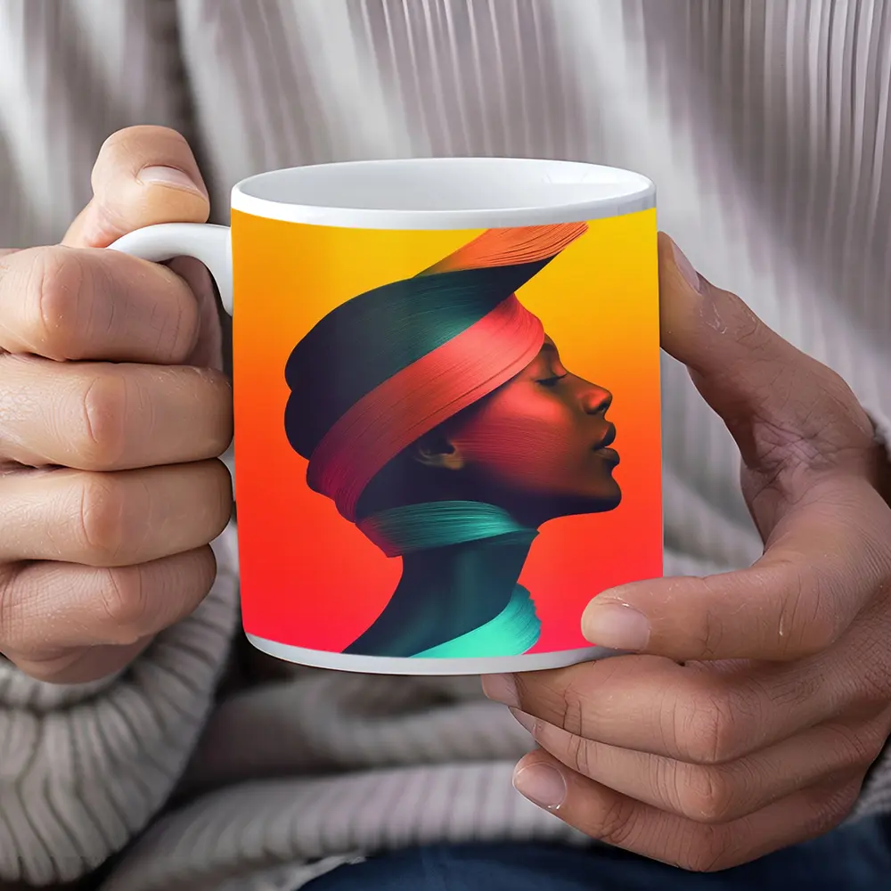 Abstract Woman Portrait Colorful Gradient Background – Mugs