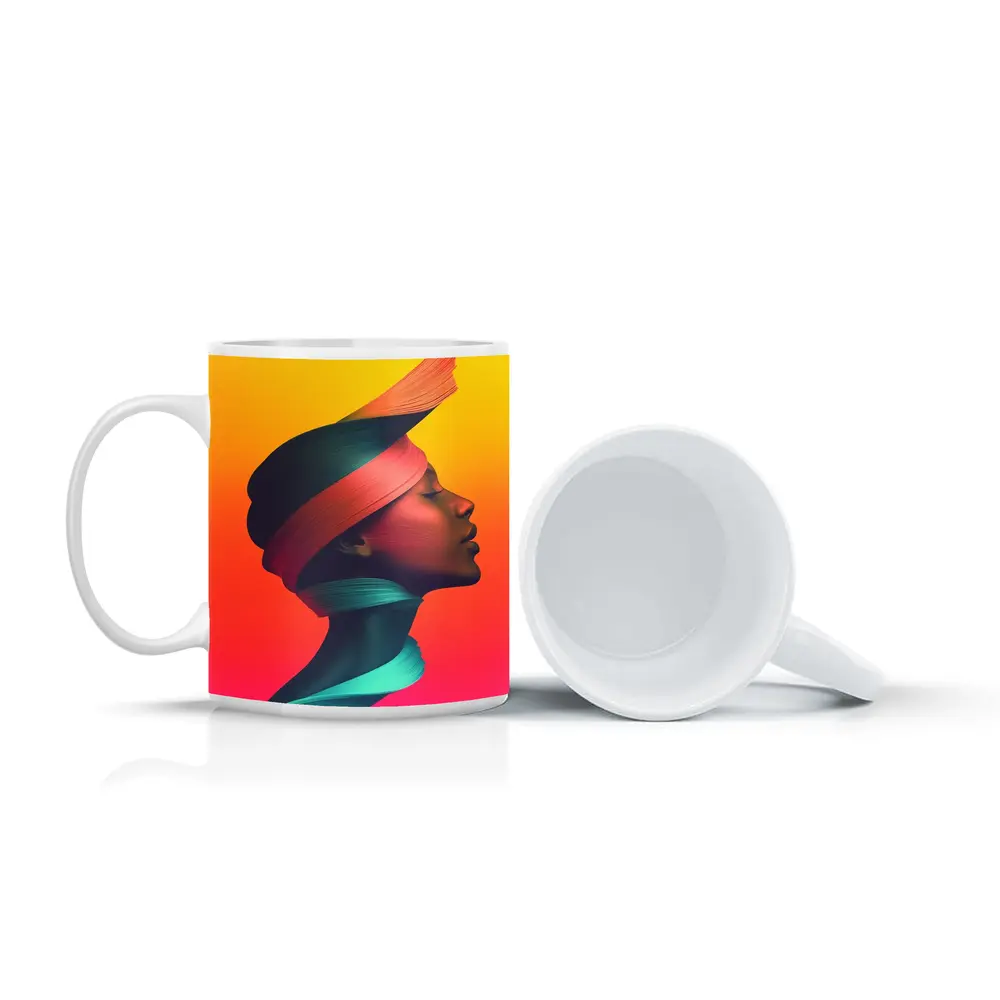 Abstract Woman Portrait Colorful Gradient Background – Mugs