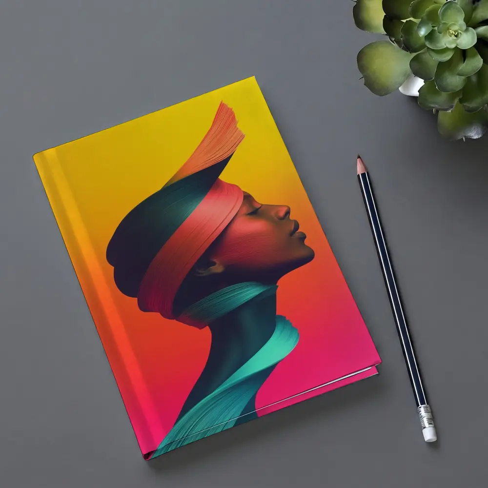 Abstract Woman Portrait Colorful Gradient Background – Notebooks
