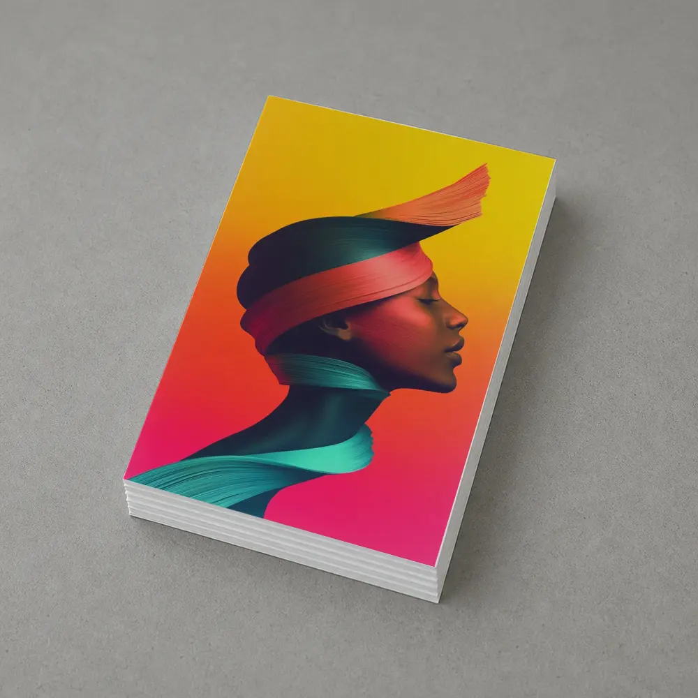 Abstract Woman Portrait Colorful Gradient Background – Postcards