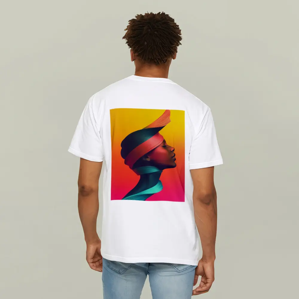 Abstract Woman Portrait Colorful Gradient Background – T-Shirts