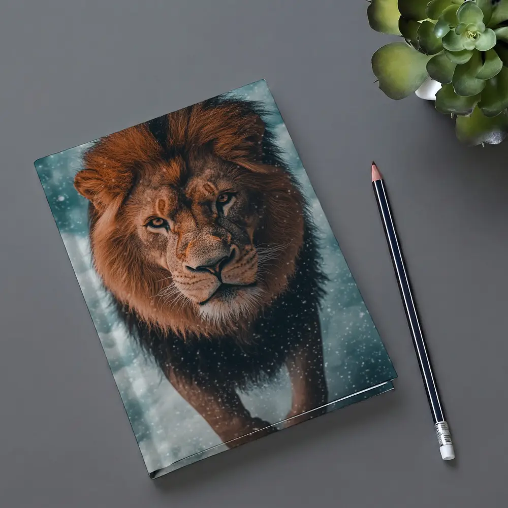Lion Walking Through Snow and Clouds – Notebooks