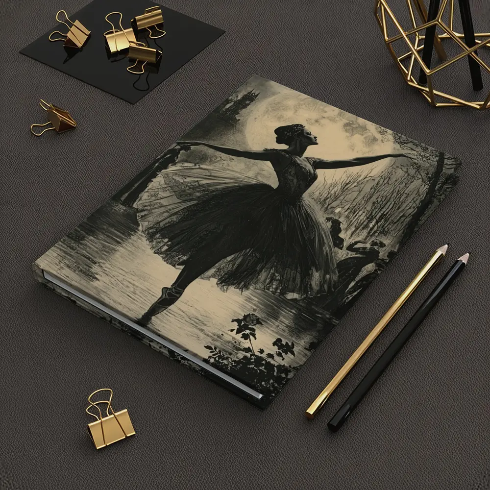 Ballerina Dancing Under Full Moon Night – Notebooks