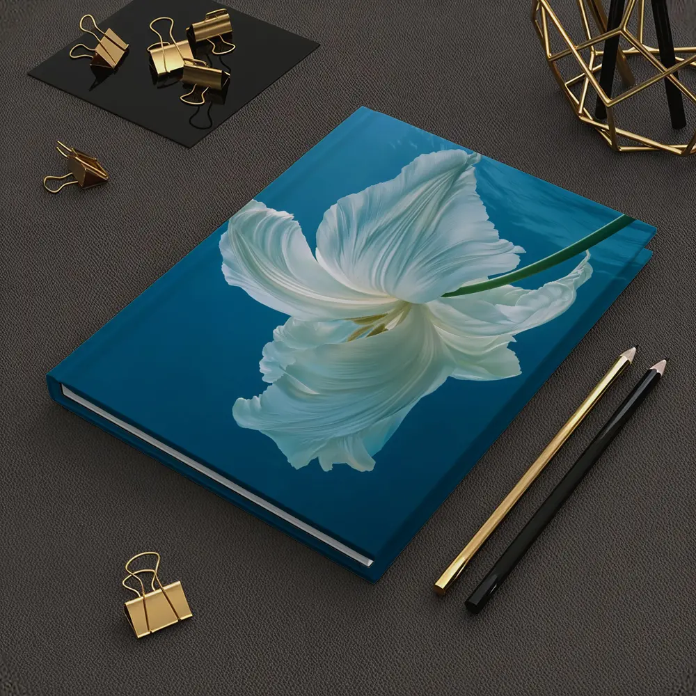 White Tulip Floating Underwater Blue Background – Notebooks