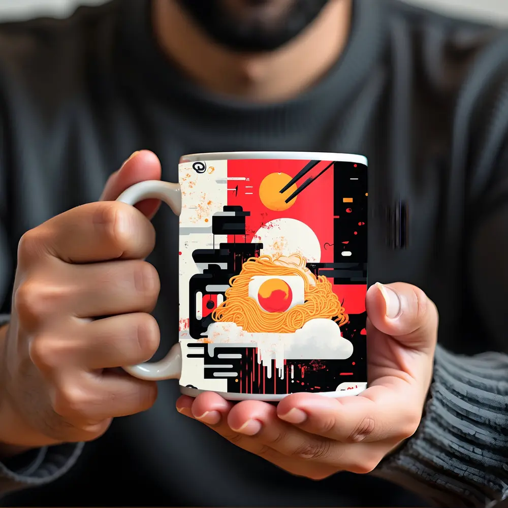 Ramen Bowl Graphic Art Red Black – Mugs