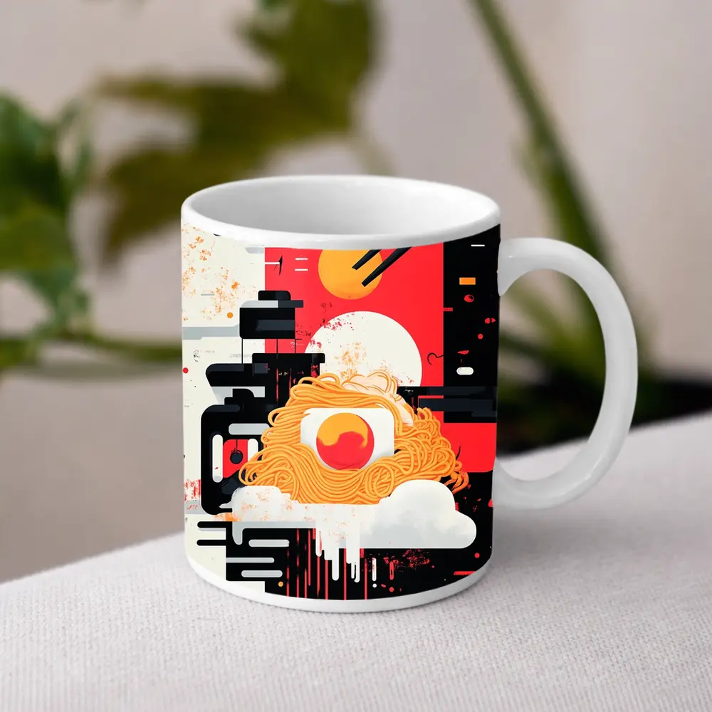 Ramen Bowl Graphic Art Red Black – Mugs