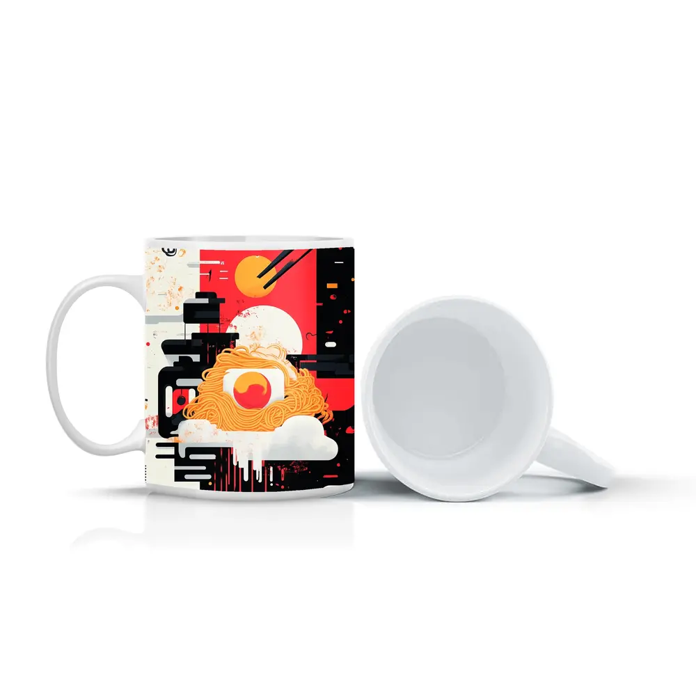 Ramen Bowl Graphic Art Red Black – Mugs