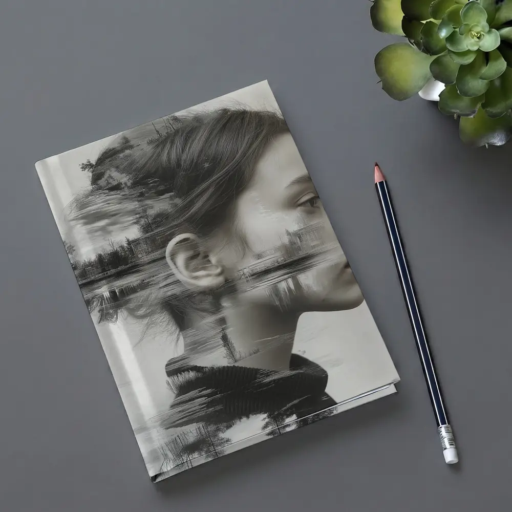 Woman Portrait Double Exposure Lake Forest – Notebooks