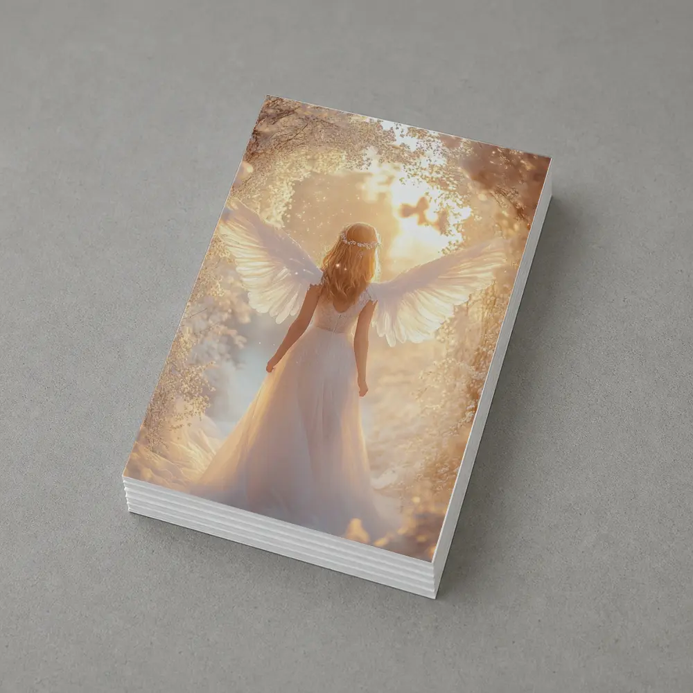 Angel Wings Girl Golden Dreamy Forest – Postcards
