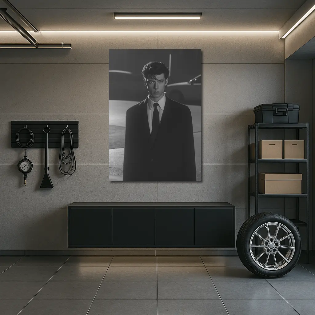 Young Man Suit City Night Street – Wall Art