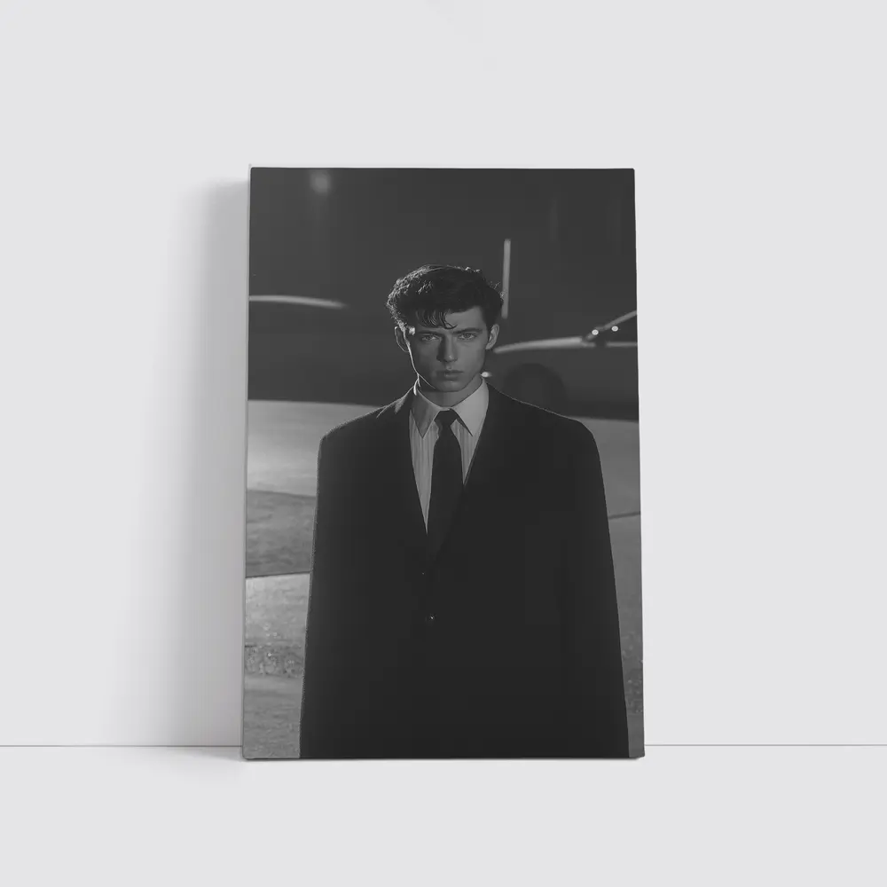 Young Man Suit City Night Street – Wall Art