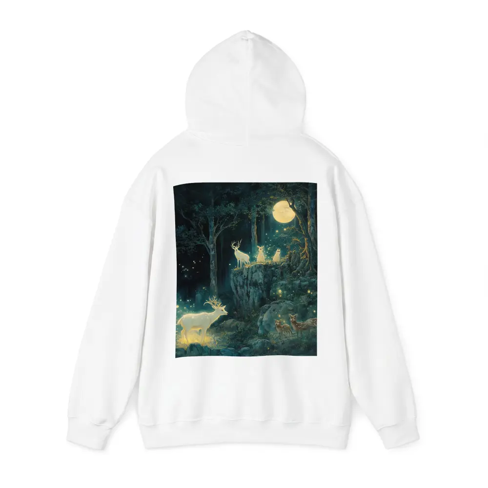 Glowing White Deer Moonlit Enchanted Forest – Hoodies