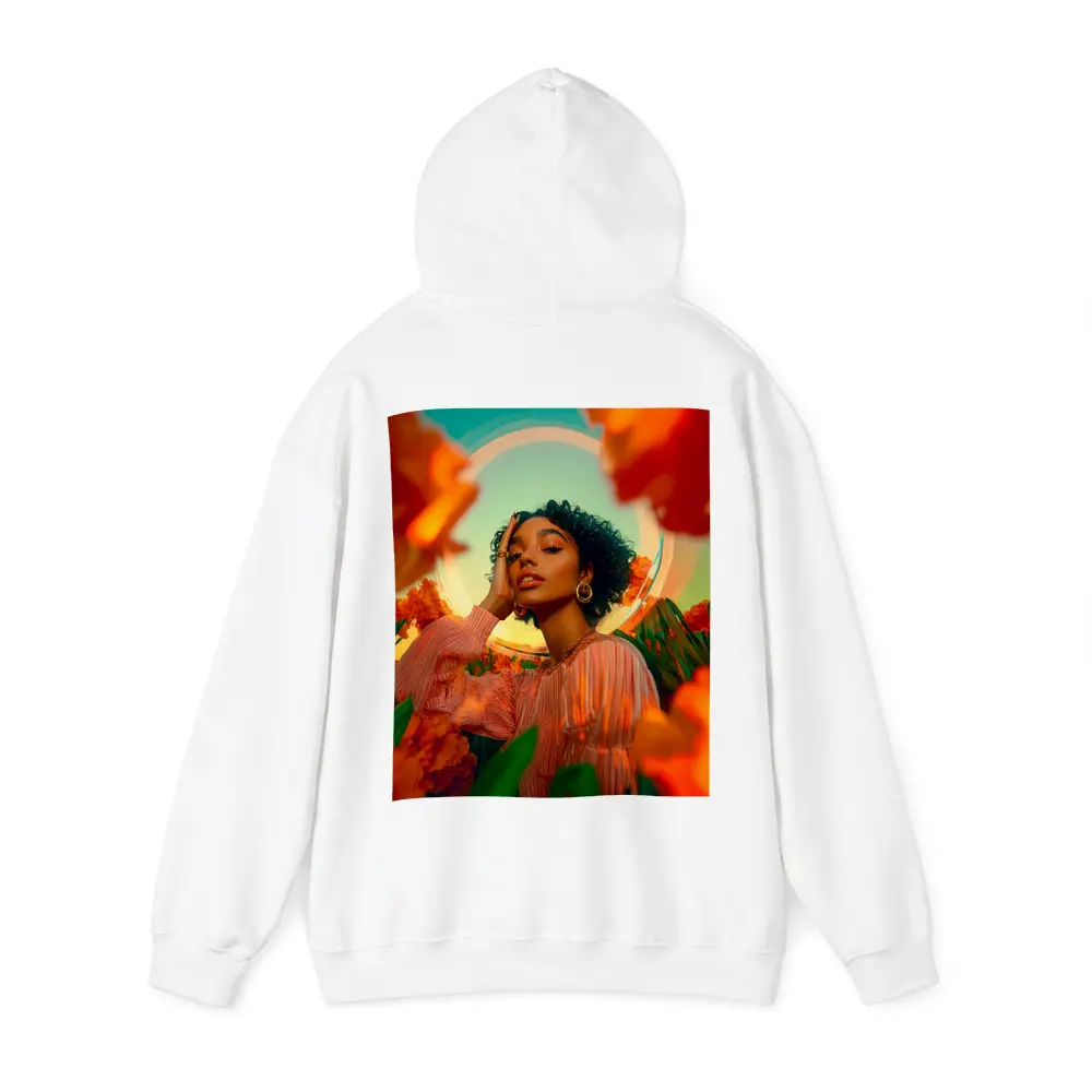 Woman Among Red Flowers Surreal Portrait – Hoodies