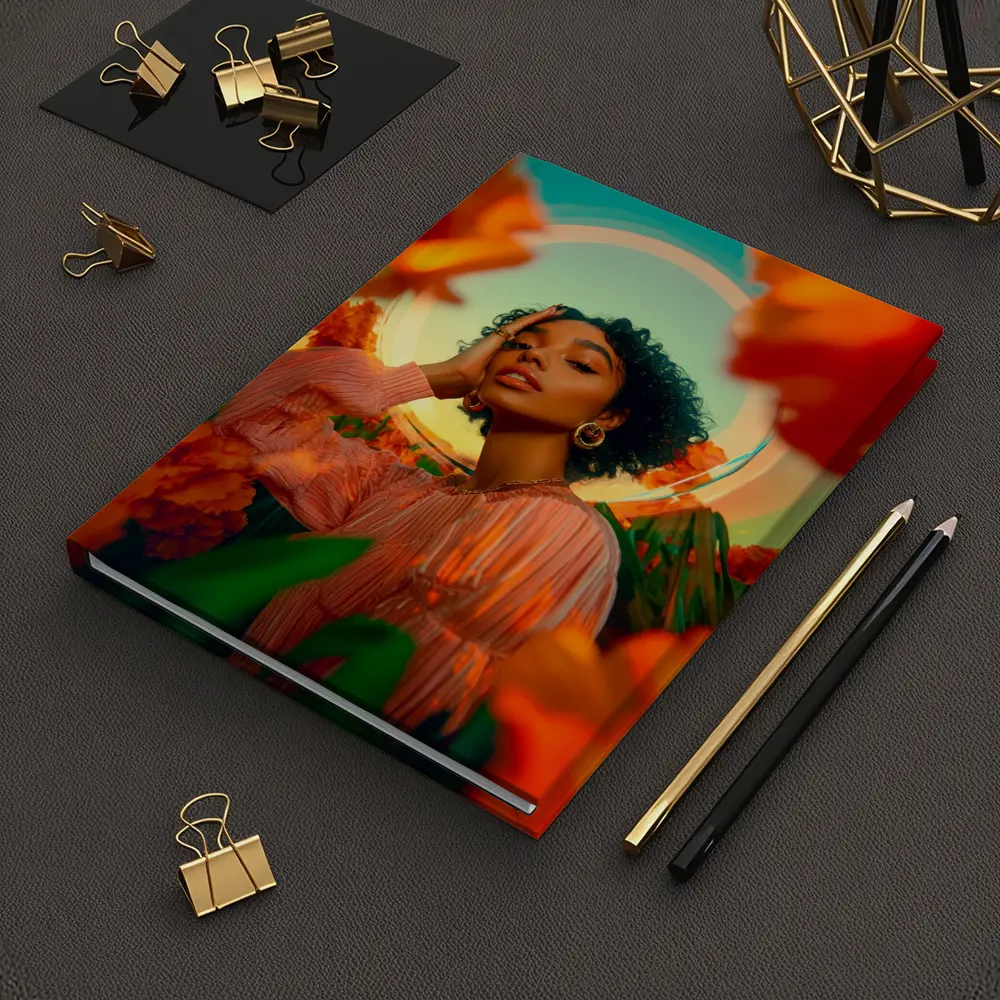 Woman Among Red Flowers Surreal Portrait – Notebooks