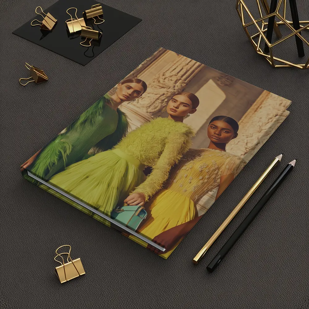 Fashion Models Green Yellow Dresses Ancient Columns – Notebooks