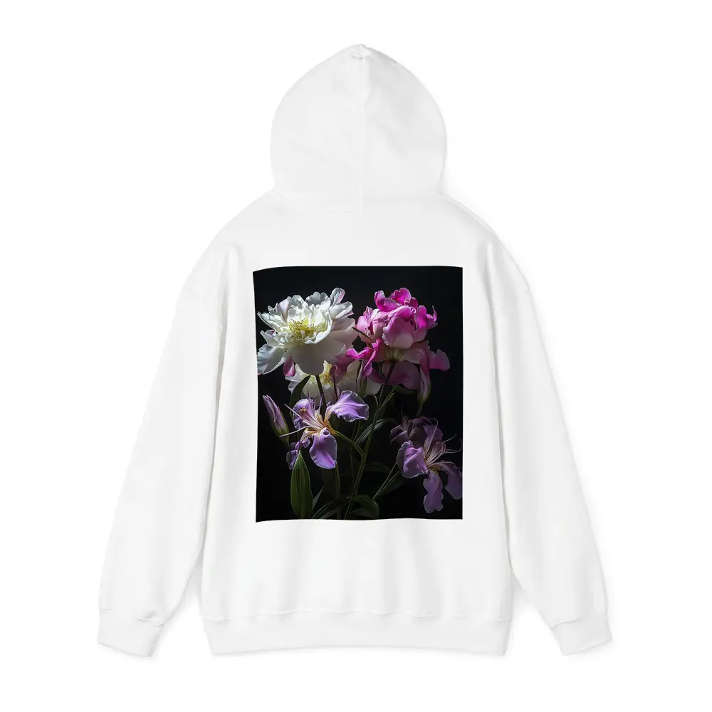 Peonies and Iris Flowers Dark Background – Hoodies