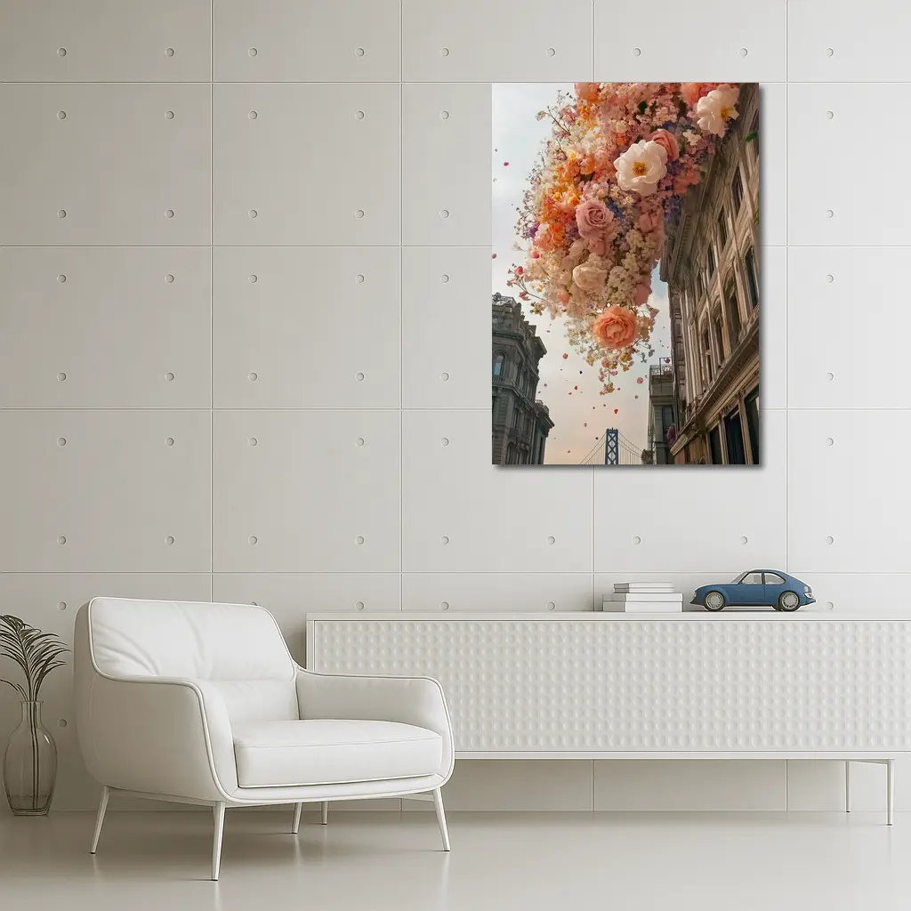 Roses Floating Over San Francisco Bay Bridge – Wall Art