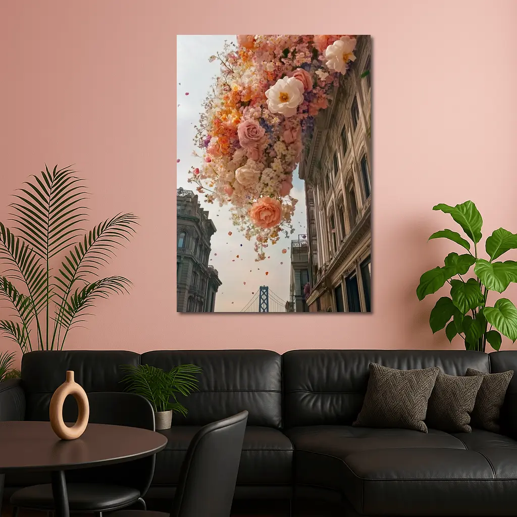 Roses Floating Over San Francisco Bay Bridge – Wall Art