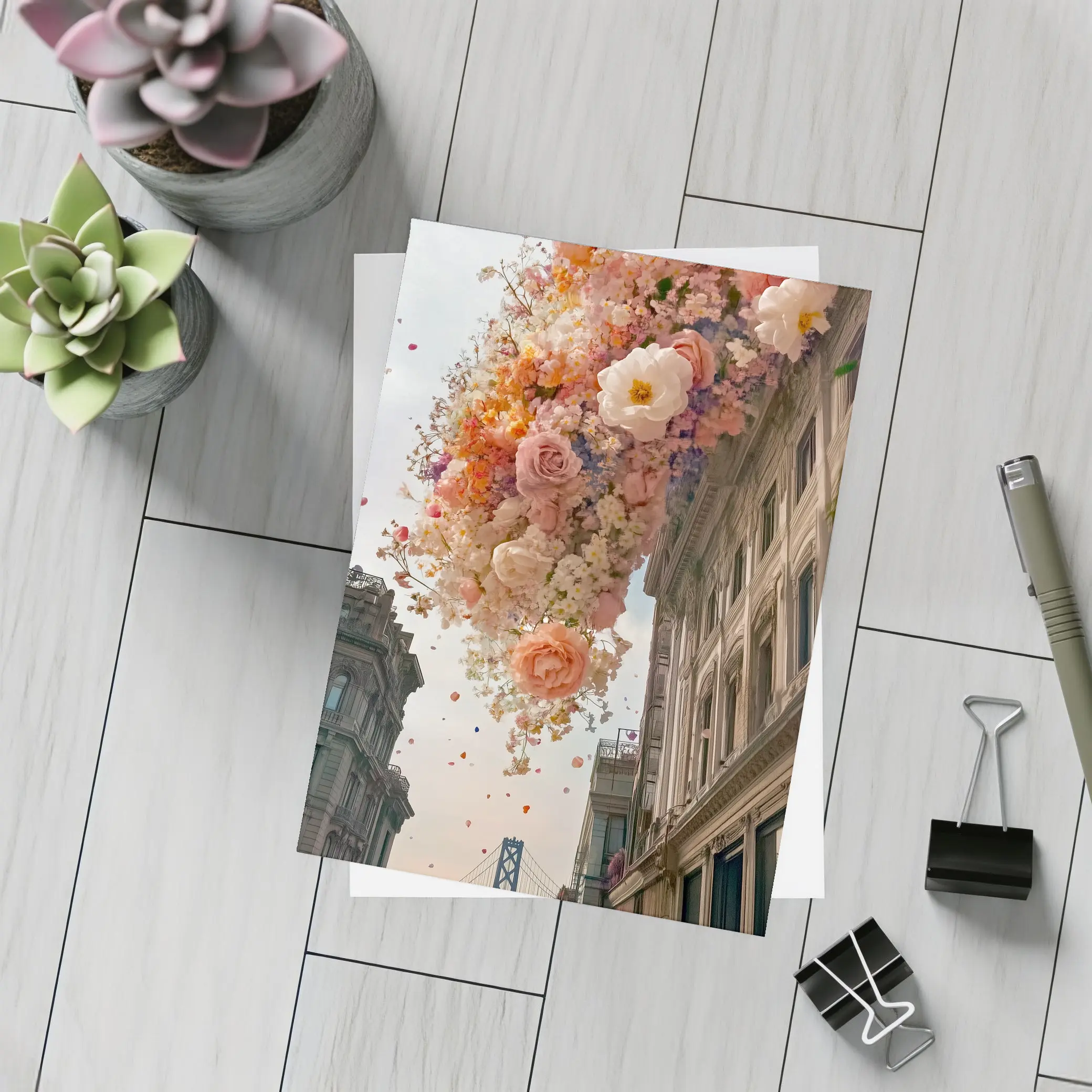 Roses Floating Over San Francisco Bay Bridge – Postcards