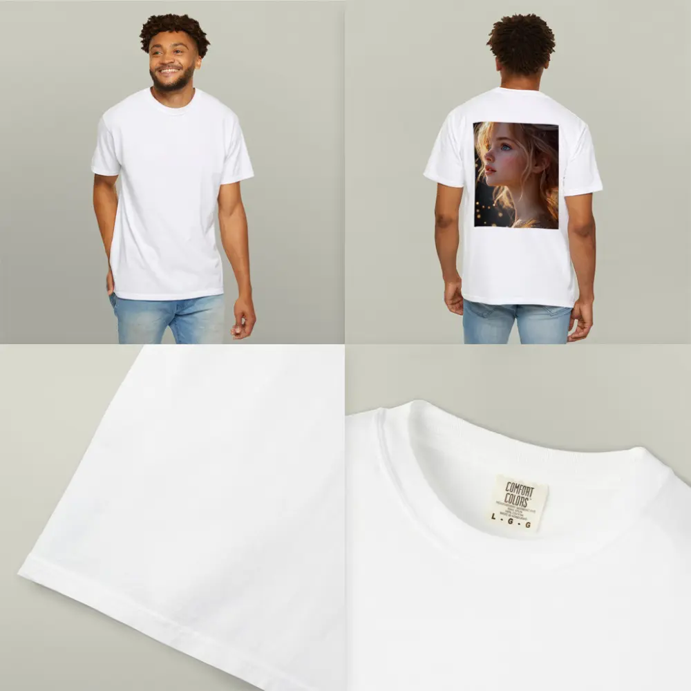 Young Girl Portrait Golden Bokeh Light – T-Shirts