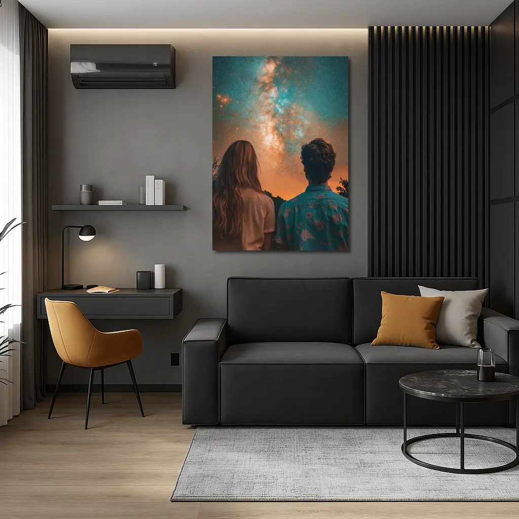 Couple Watching Milky Way Galaxy Night Sky – Wall Art