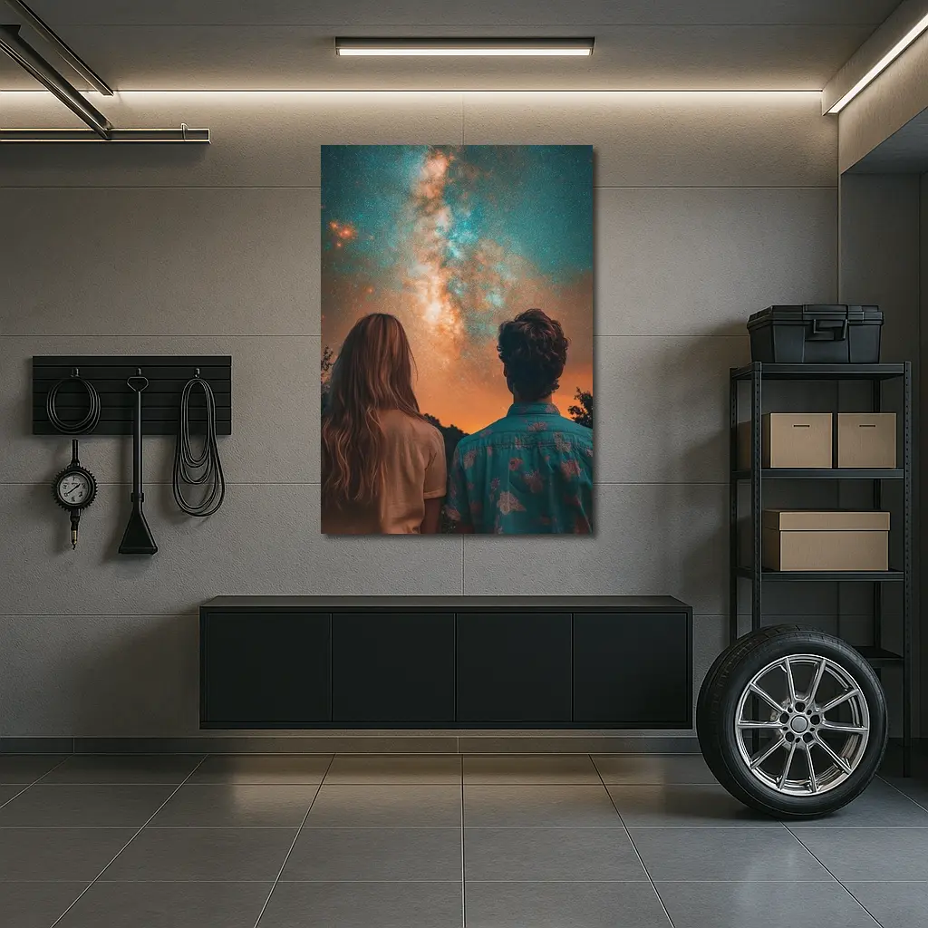 Couple Watching Milky Way Galaxy Night Sky – Wall Art