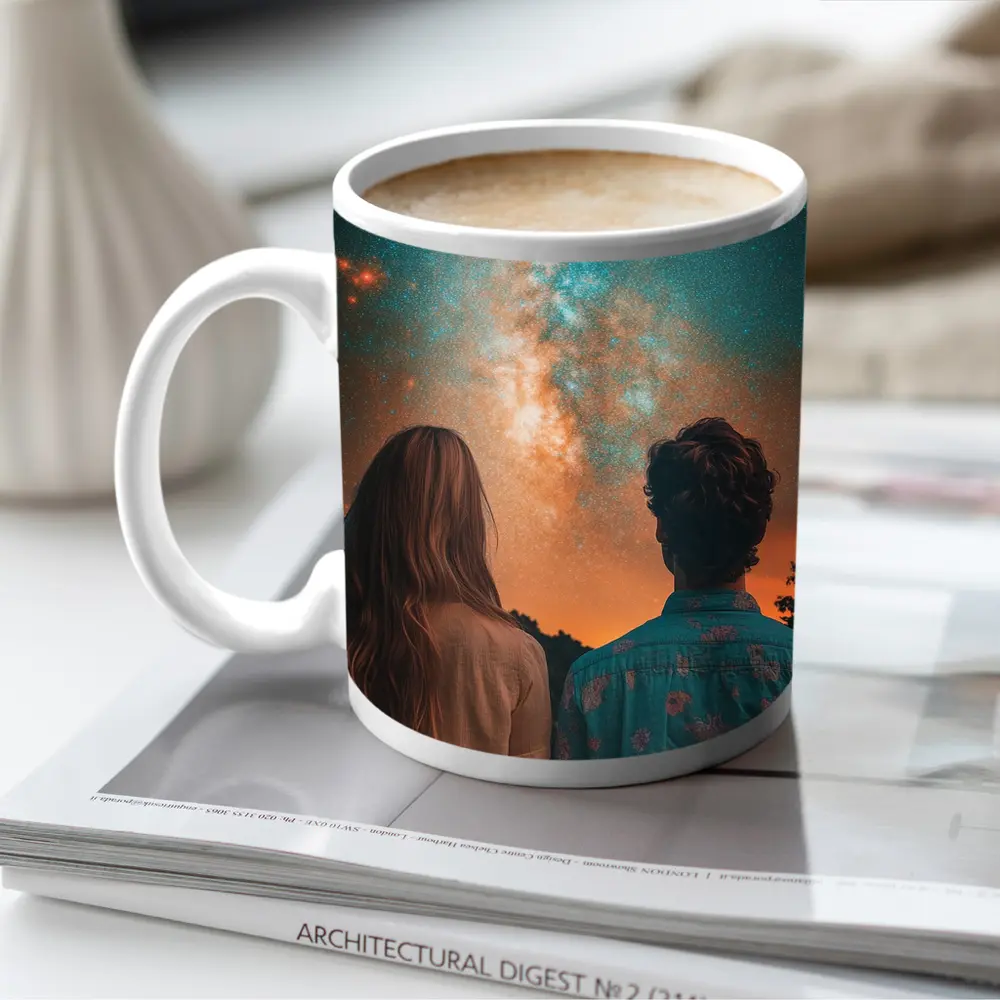 Couple Watching Milky Way Galaxy Night Sky – Mugs