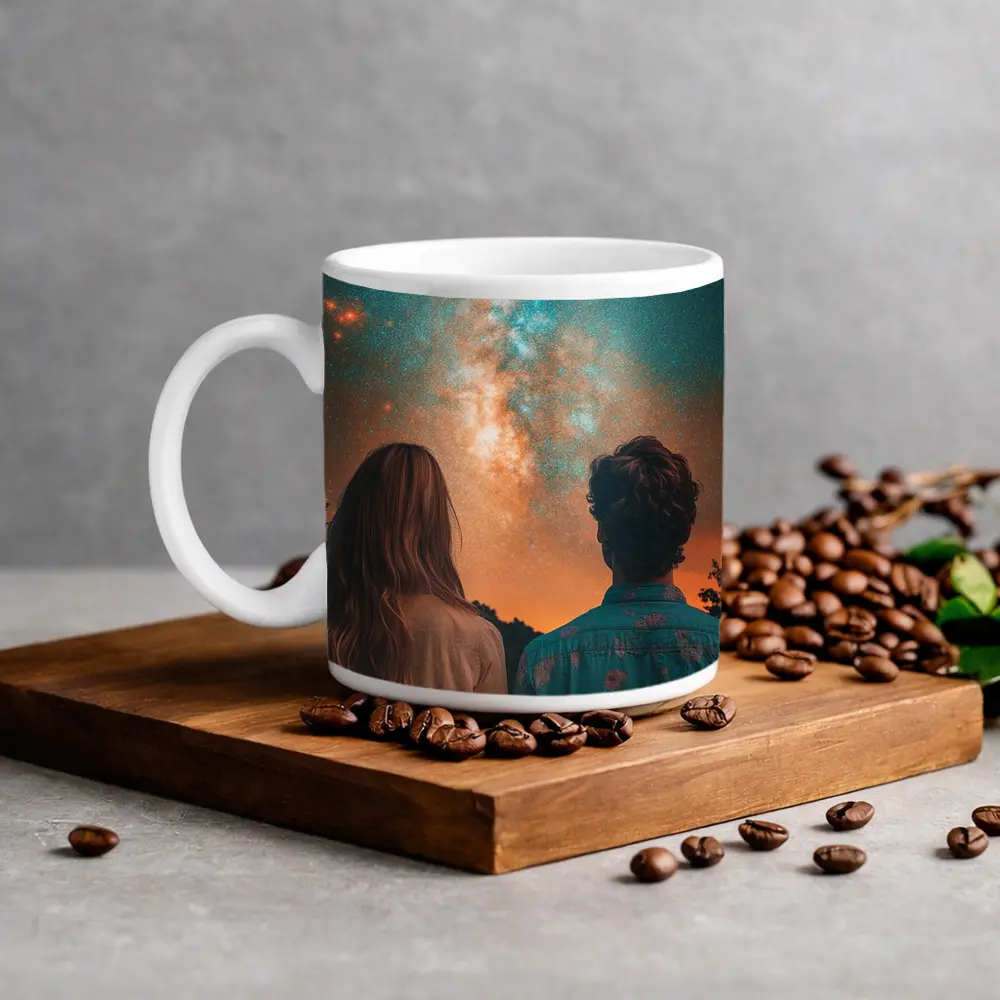 Couple Watching Milky Way Galaxy Night Sky – Mugs