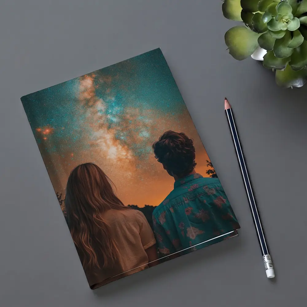 Couple Watching Milky Way Galaxy Night Sky – Notebooks