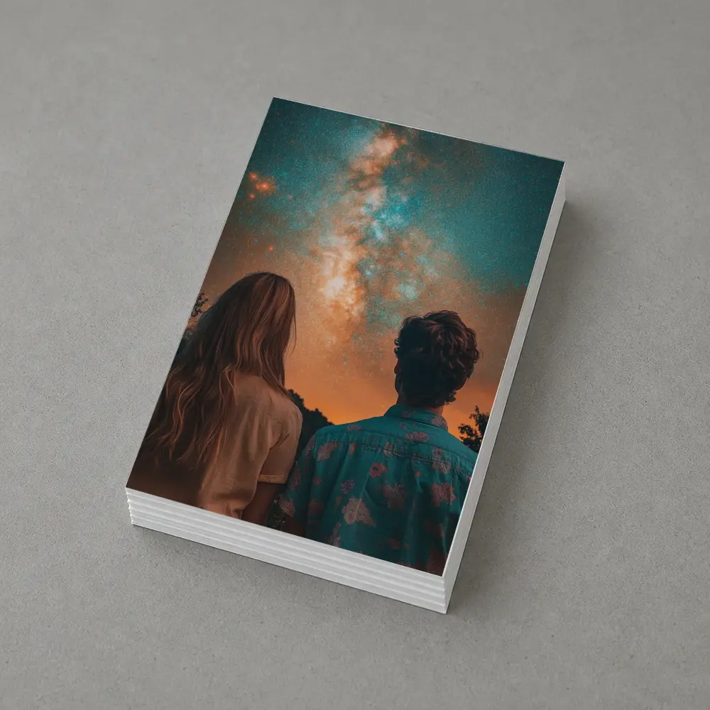 Couple Watching Milky Way Galaxy Night Sky – Postcards