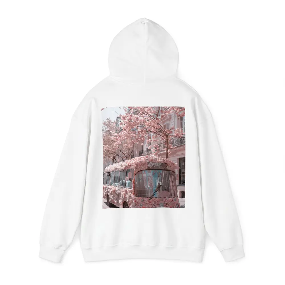 Pink Floral Bus Cherry Blossom Paris Street – Hoodies