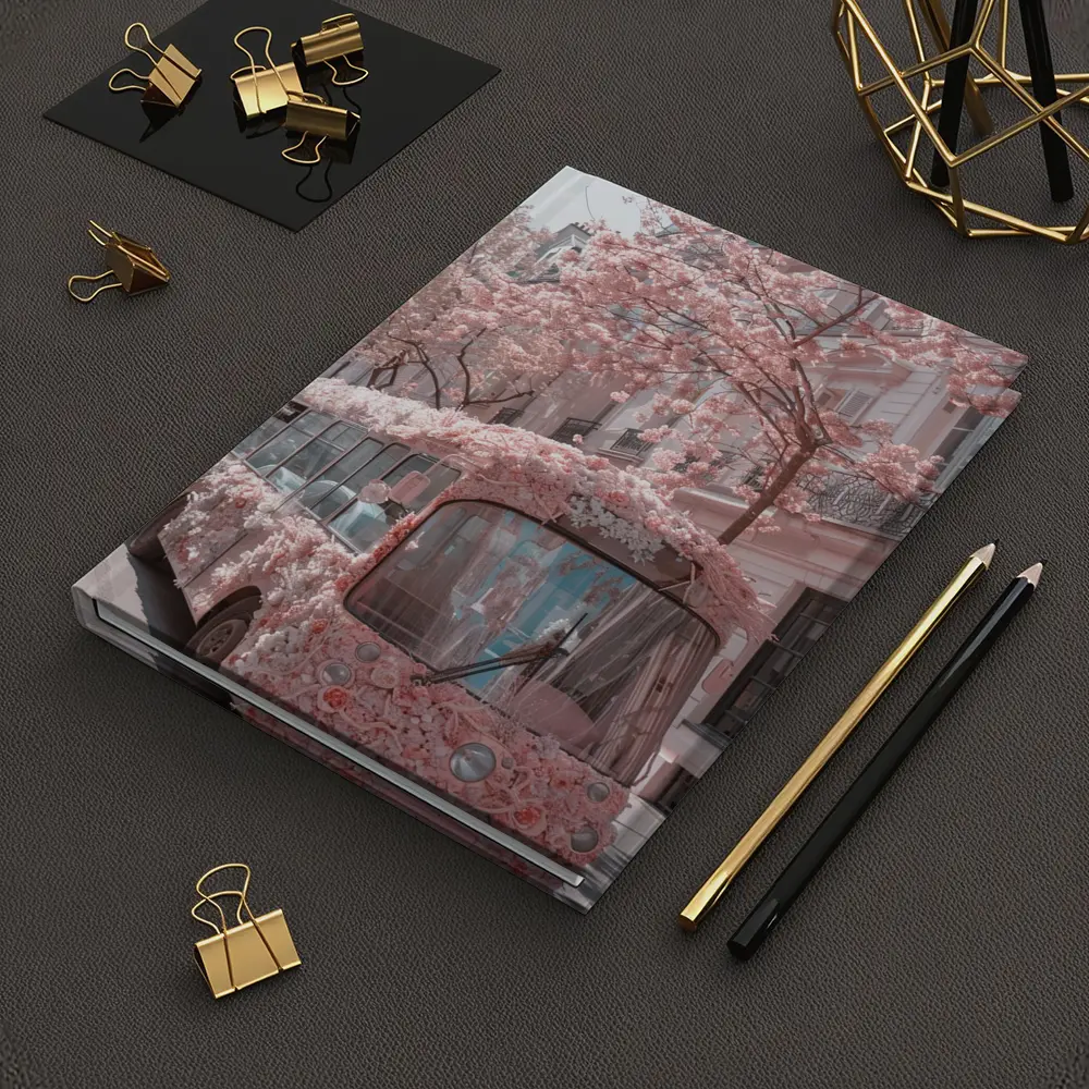Pink Floral Bus Cherry Blossom Paris Street – Notebooks