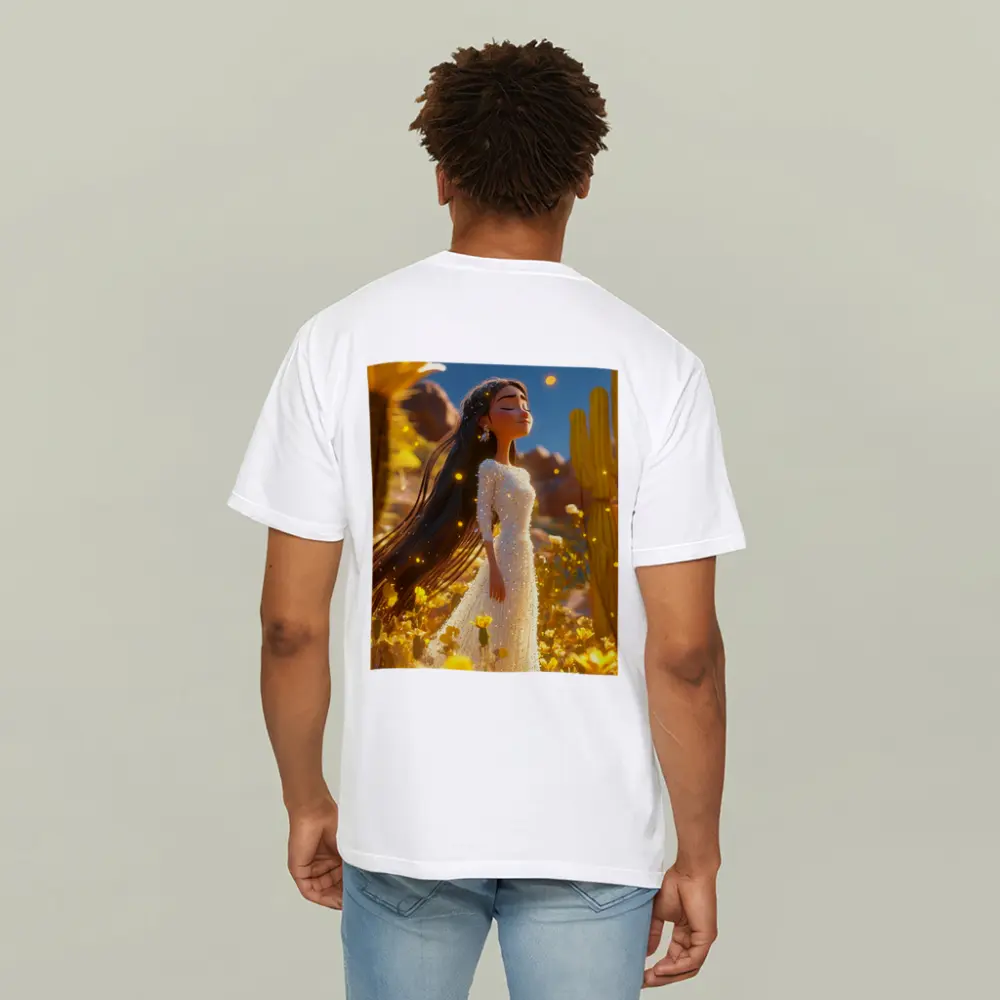 Animated Girl Desert Wildflowers Cactus Blue Sky – T-Shirts