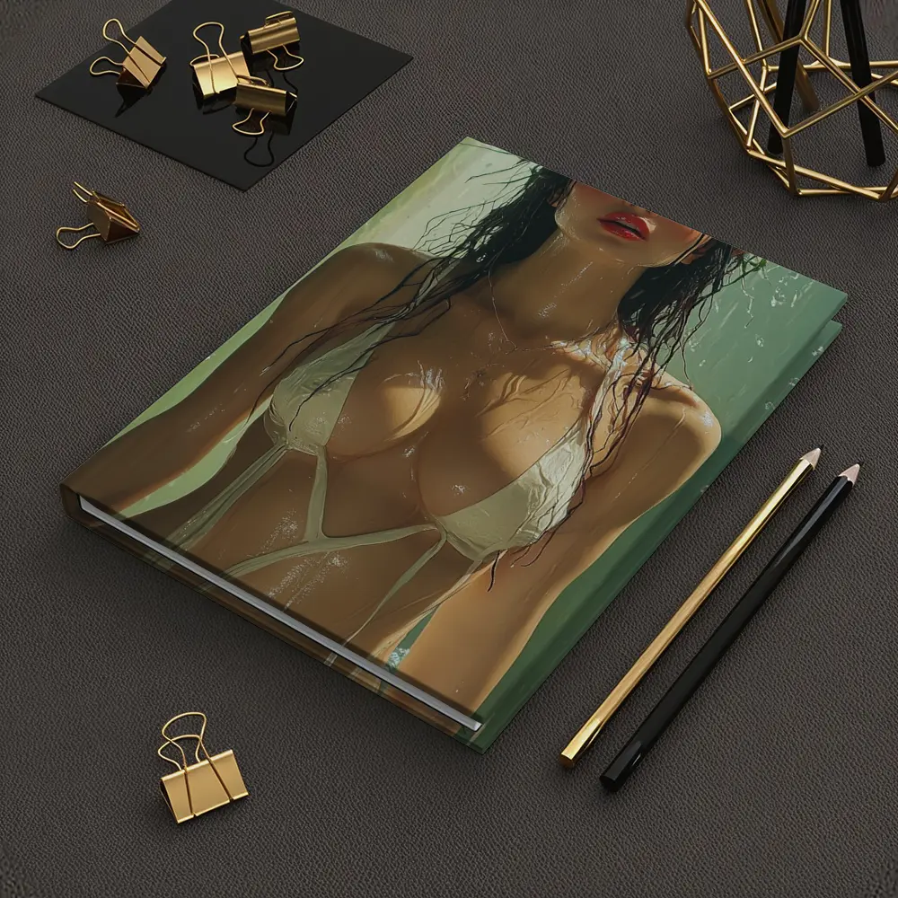 Woman Flower Crown Wet White Bikini Art – Notebooks
