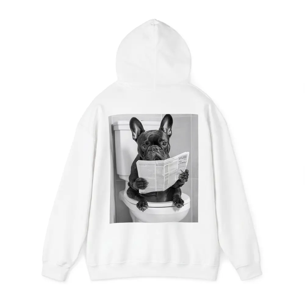 French Bulldog Reading Newspaper On Toilet – Hoodies