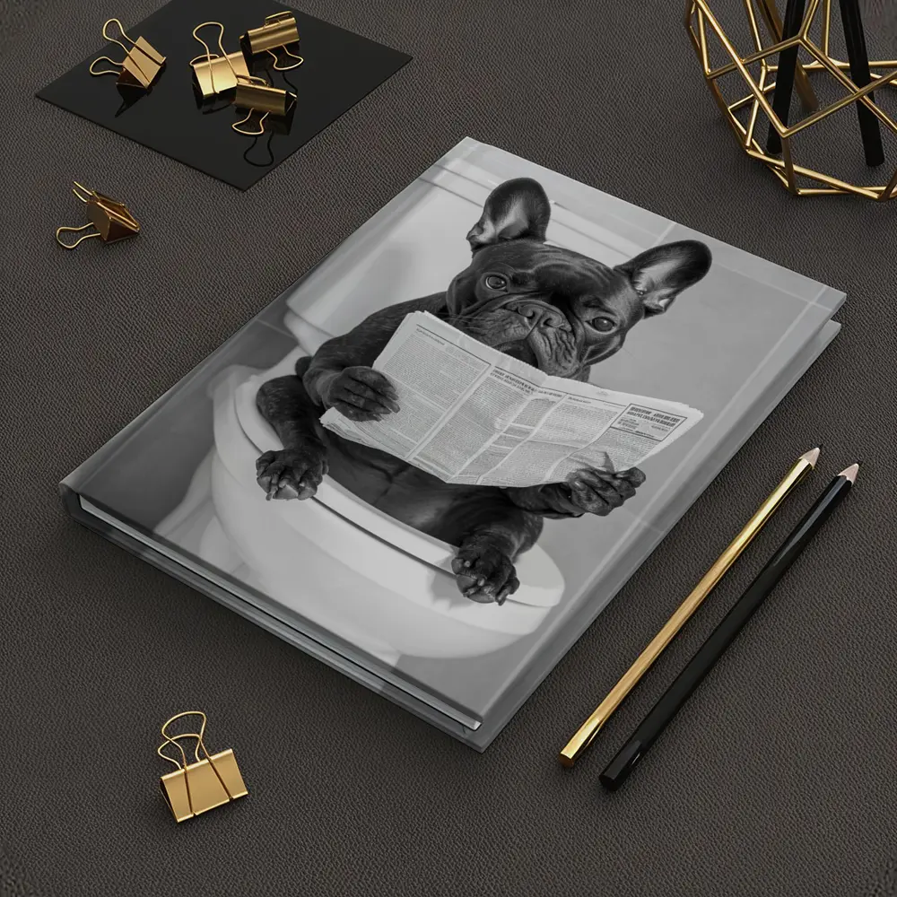 French Bulldog Reading Newspaper On Toilet – Notebooks