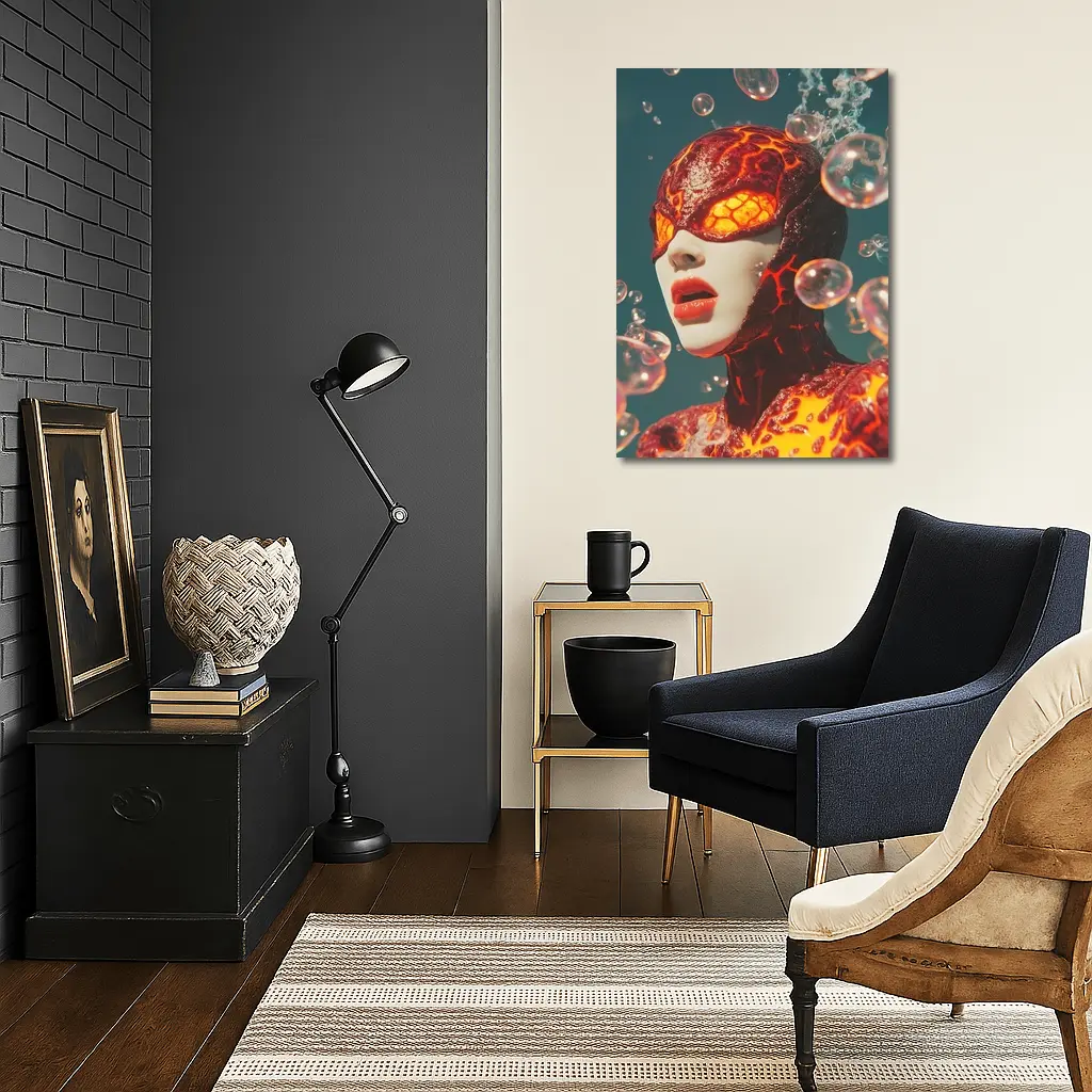 Lava Figure With Glowing Eyes Bubbles – Wall Art