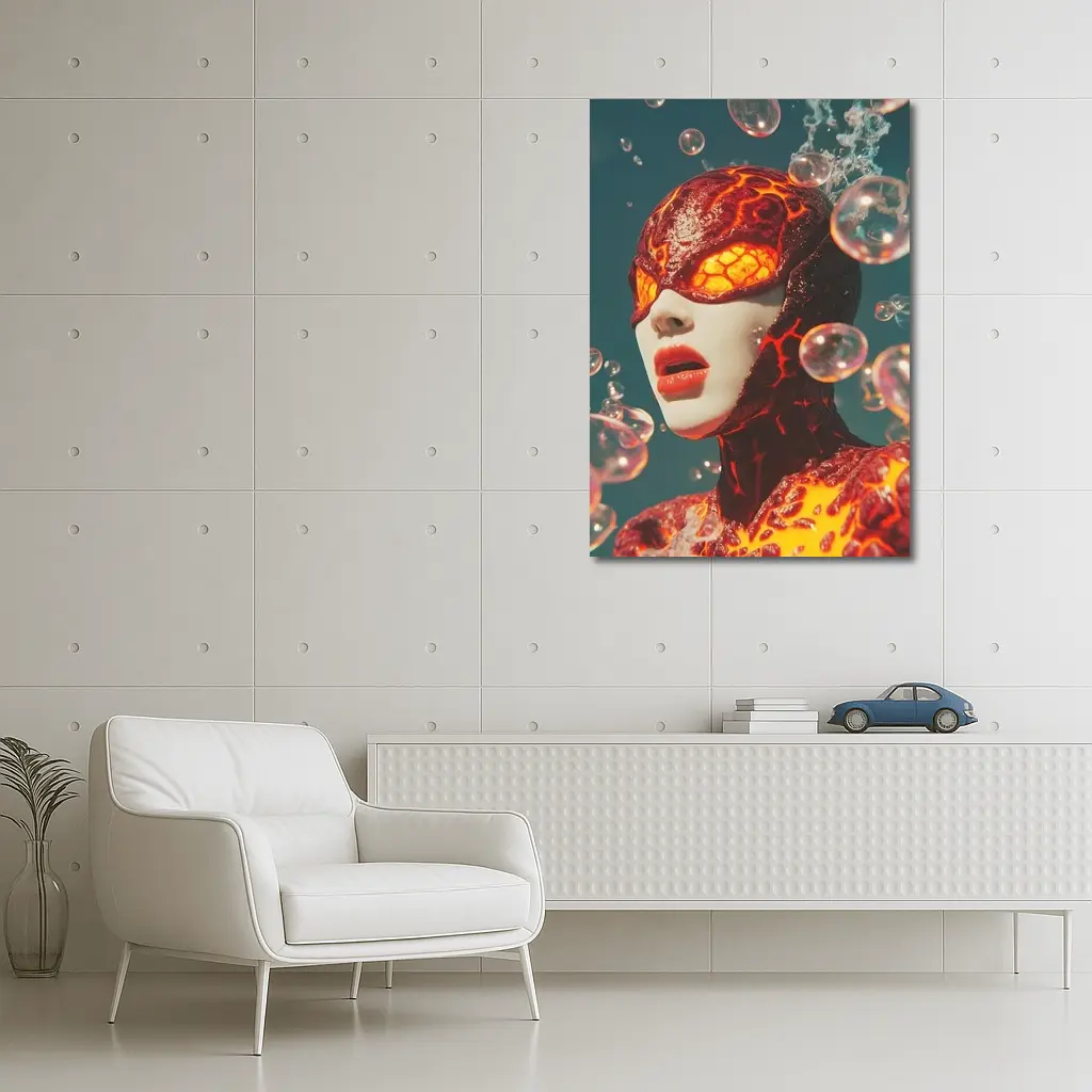 Lava Figure With Glowing Eyes Bubbles – Wall Art