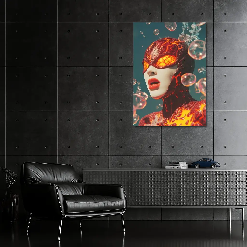 Lava Figure With Glowing Eyes Bubbles – Wall Art
