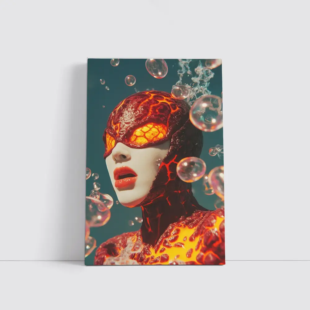 Lava Figure With Glowing Eyes Bubbles – Wall Art