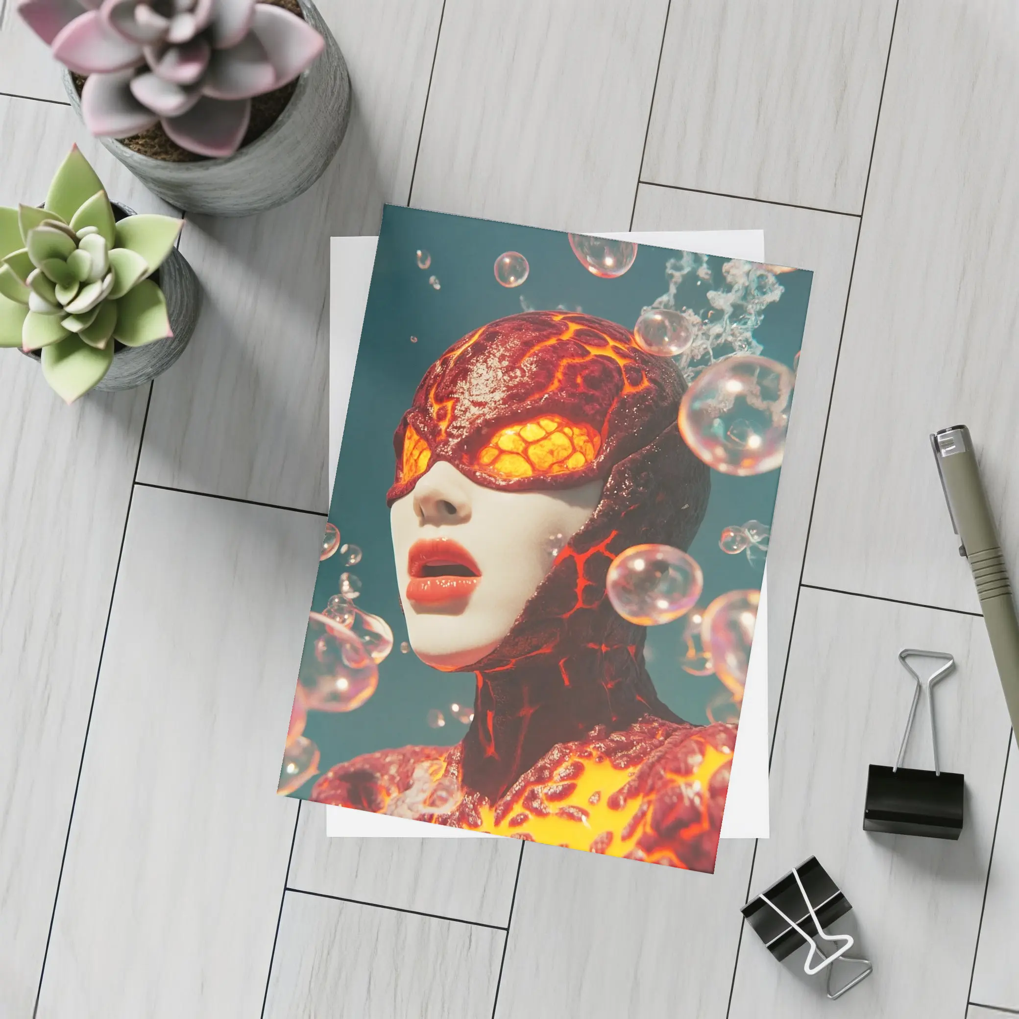 Lava Figure With Glowing Eyes Bubbles – Postcards