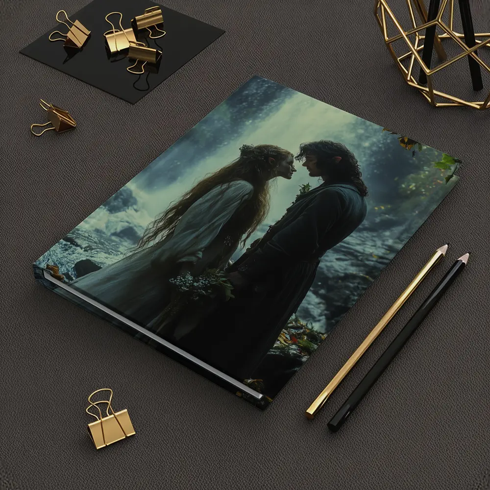 Fantasy Couple Embracing Near Misty Waterfall – Notebooks