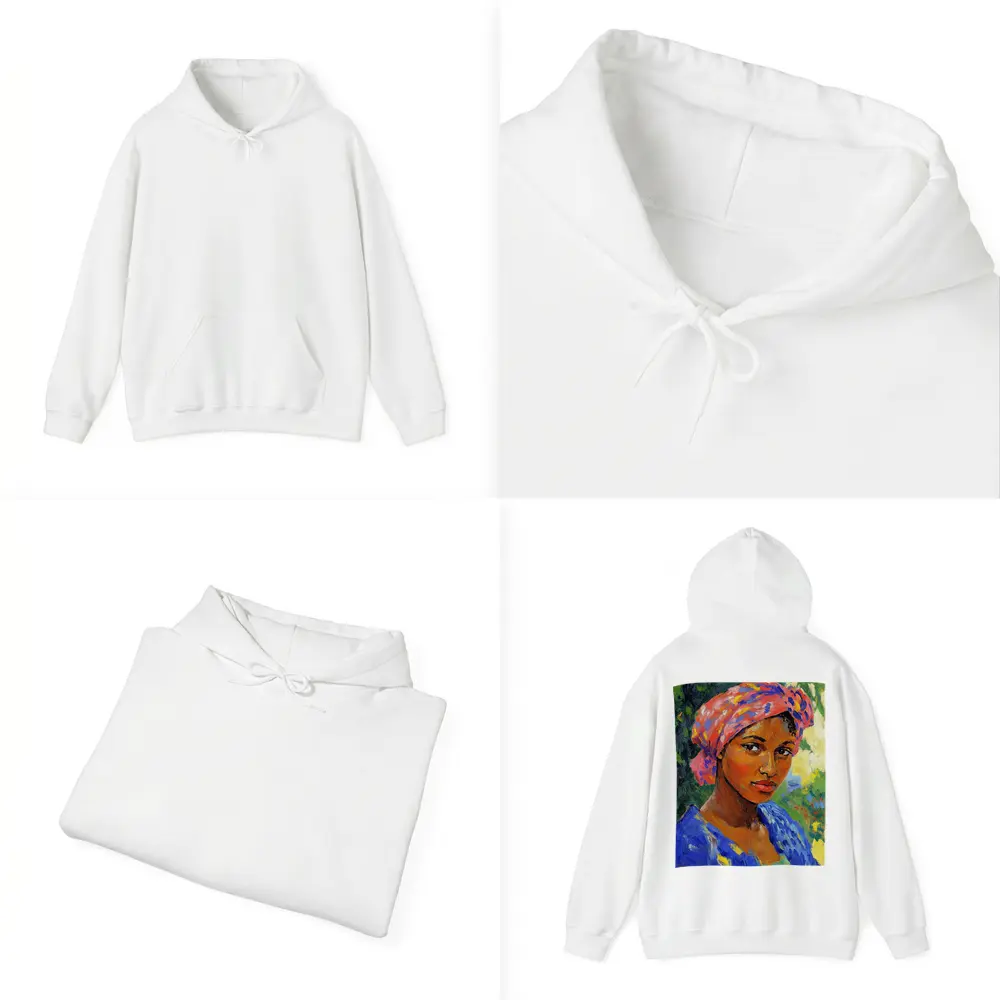 Impressionist Portrait Woman Colorful Head Wrap Garden – Hoodies
