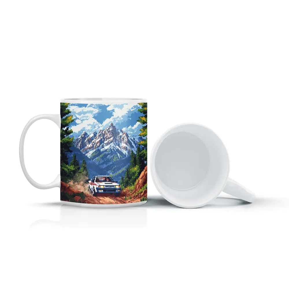 Toyota AE86 Rally Pixel Art Mountain Road – Mugs