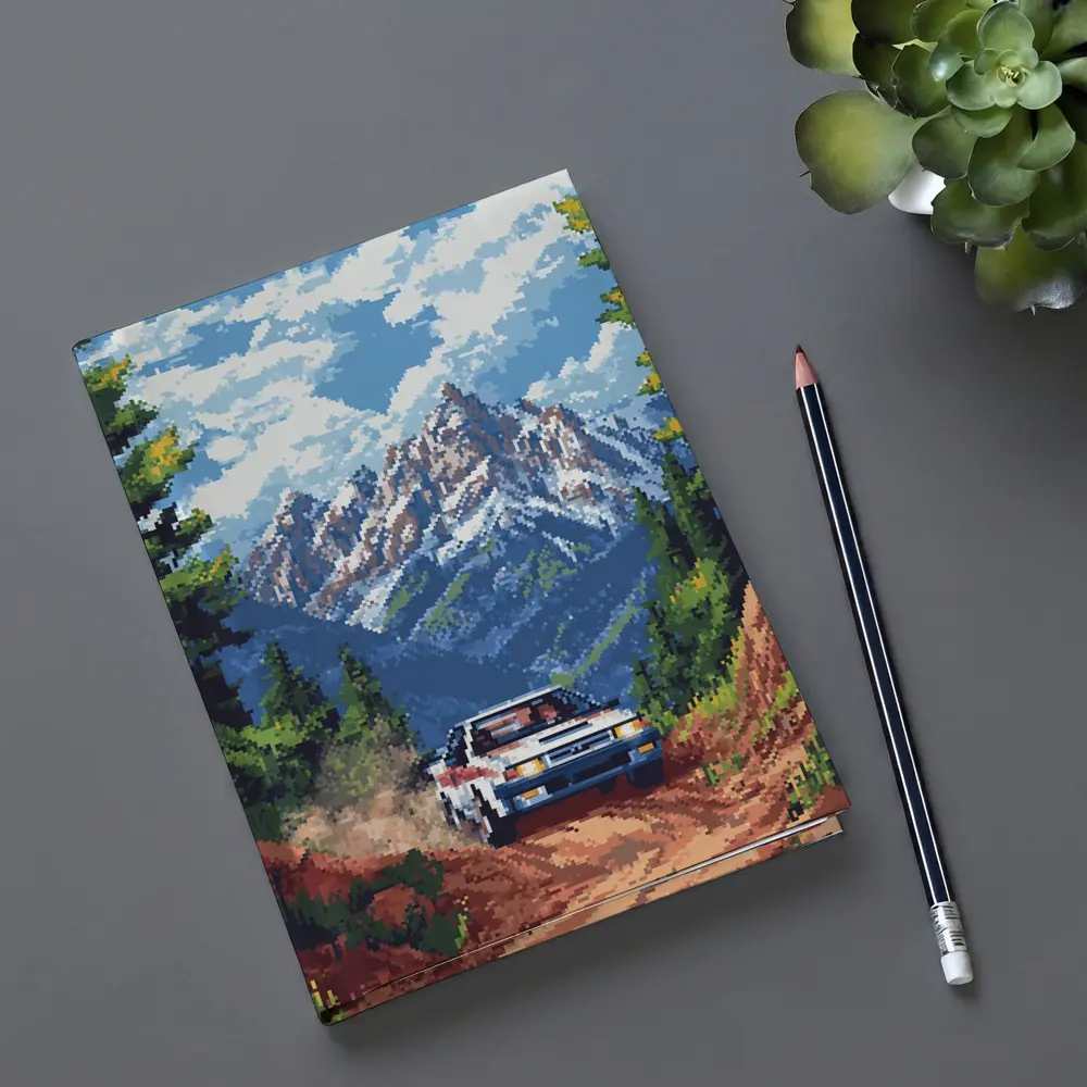 Toyota AE86 Rally Pixel Art Mountain Road – Notebooks