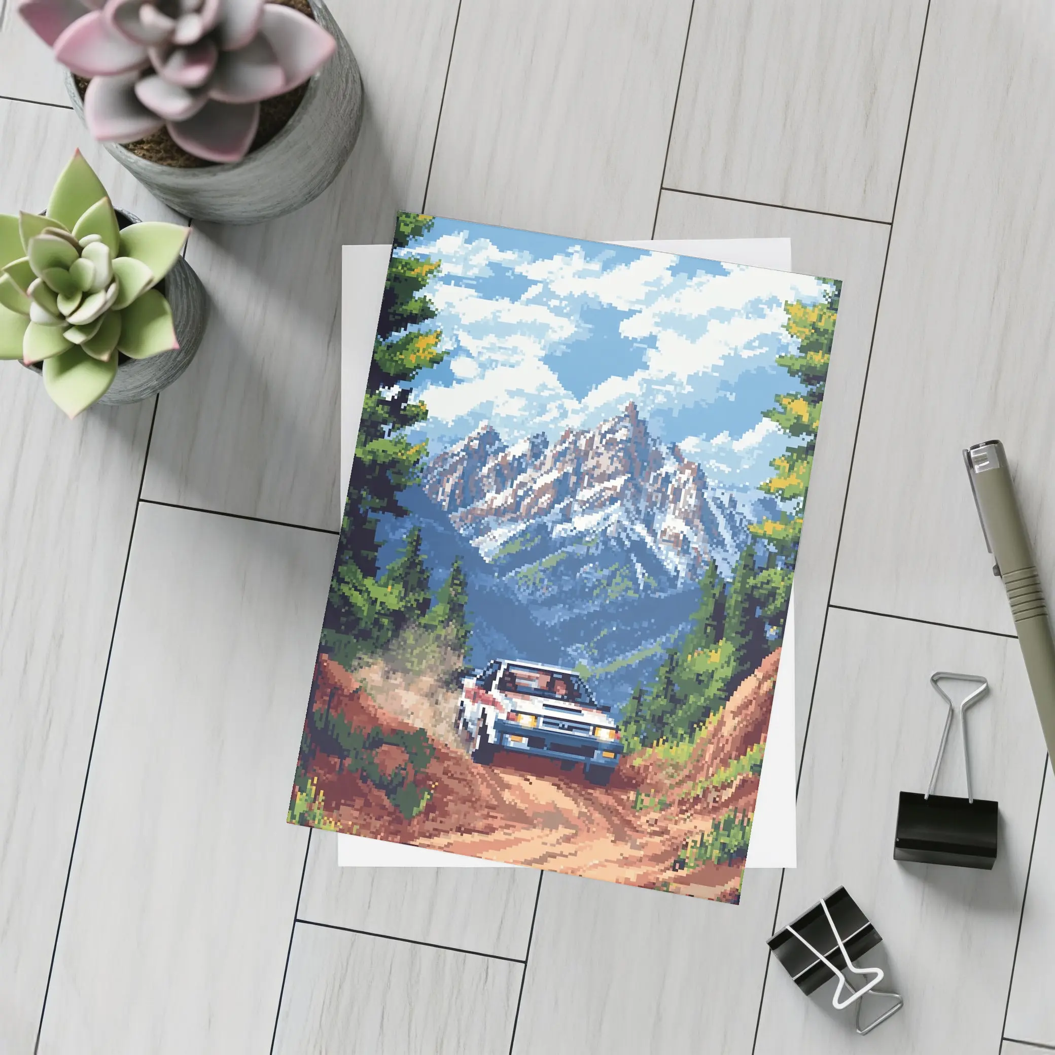 Toyota AE86 Rally Pixel Art Mountain Road – Postcards