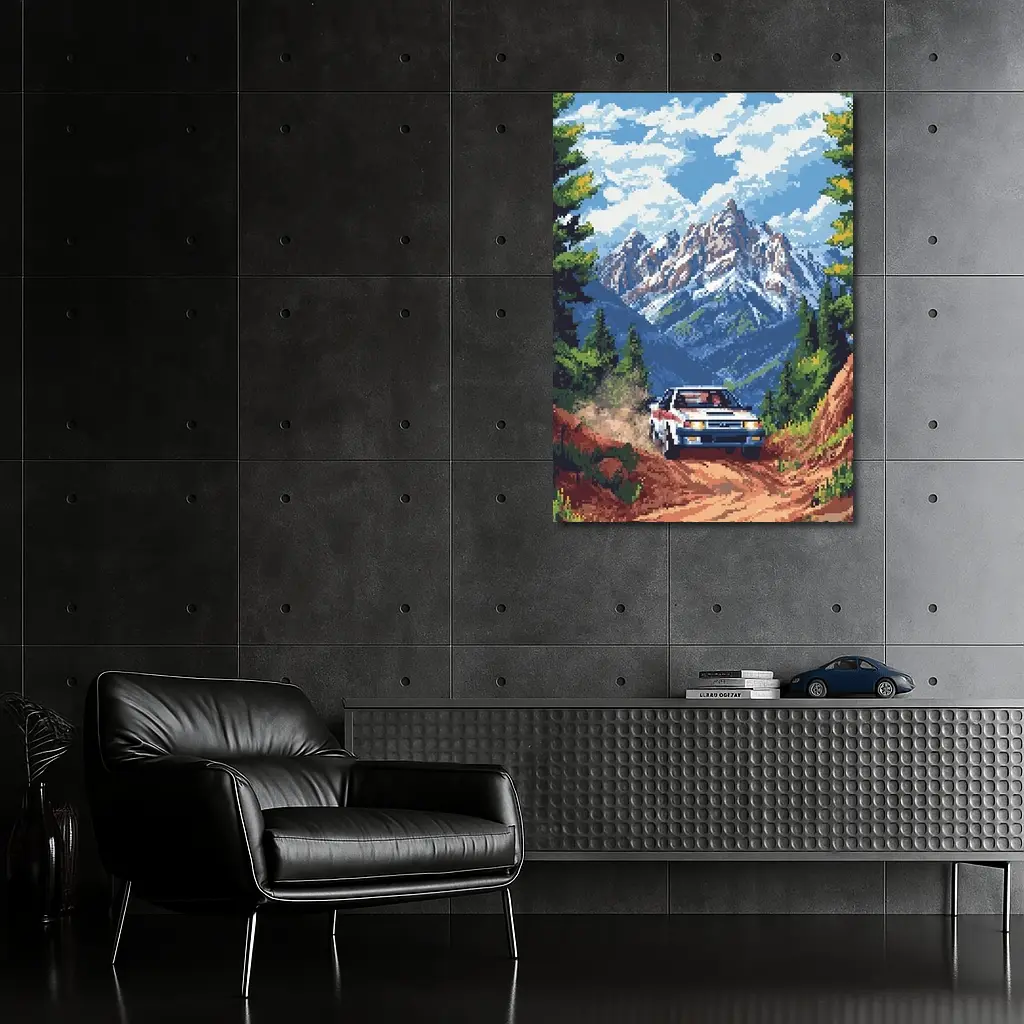 Toyota AE86 Rally Pixel Art Mountain Road – Wall Art